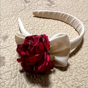 Deborah Rhodes Cream Headband with Red Floral Detail